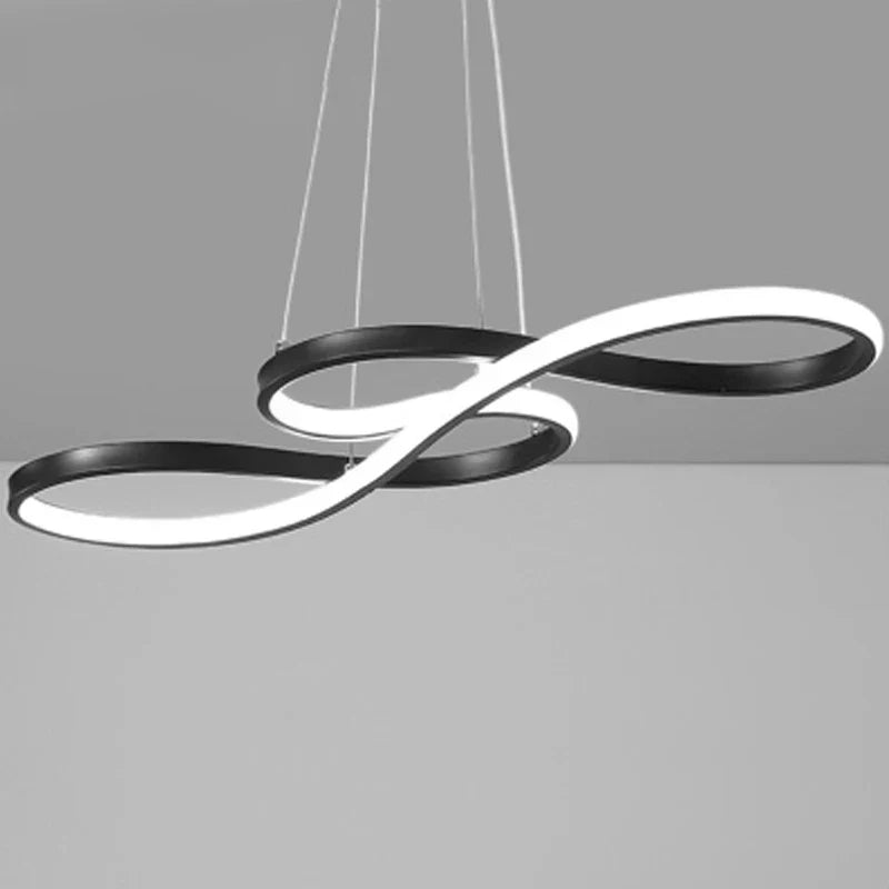 Lustre LED torsadé en aluminium 120 cm dimmable – Armonys — allumé en situation
