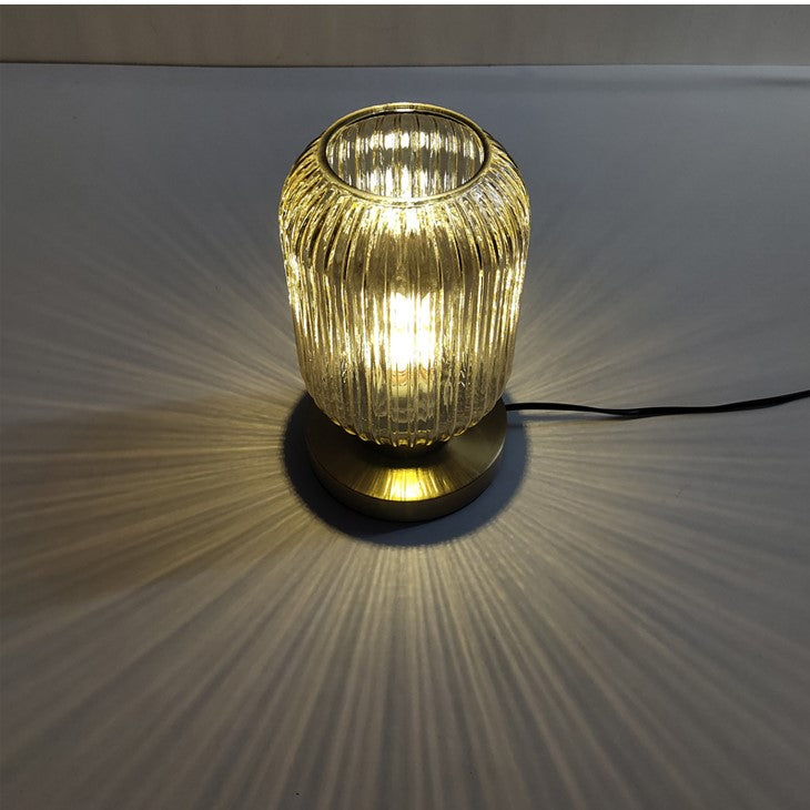 Lampe à poser en verre ambré et métal 13 ou 20 cm – AmberGlow — vue de face