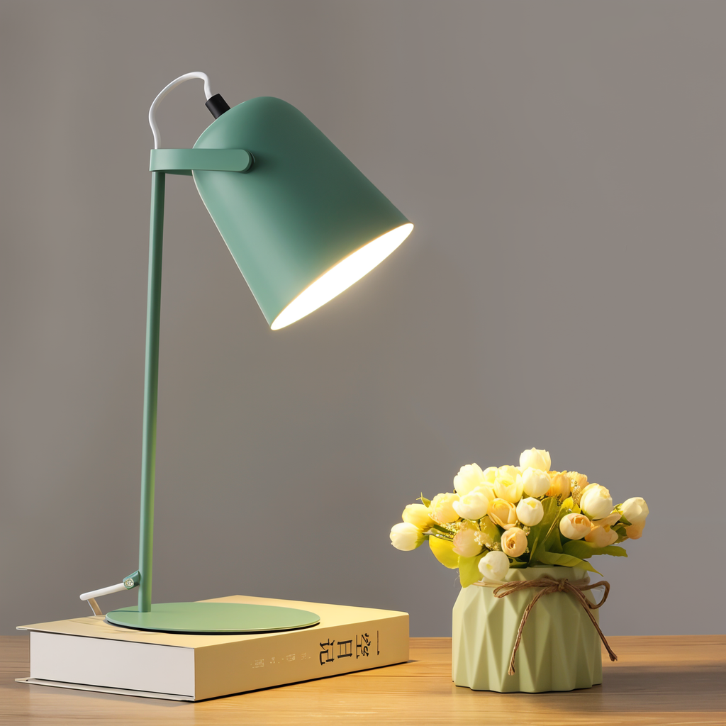 Lampe à poser orientable en fer, douille E27 – Macaron — mise en situation dans la pièce