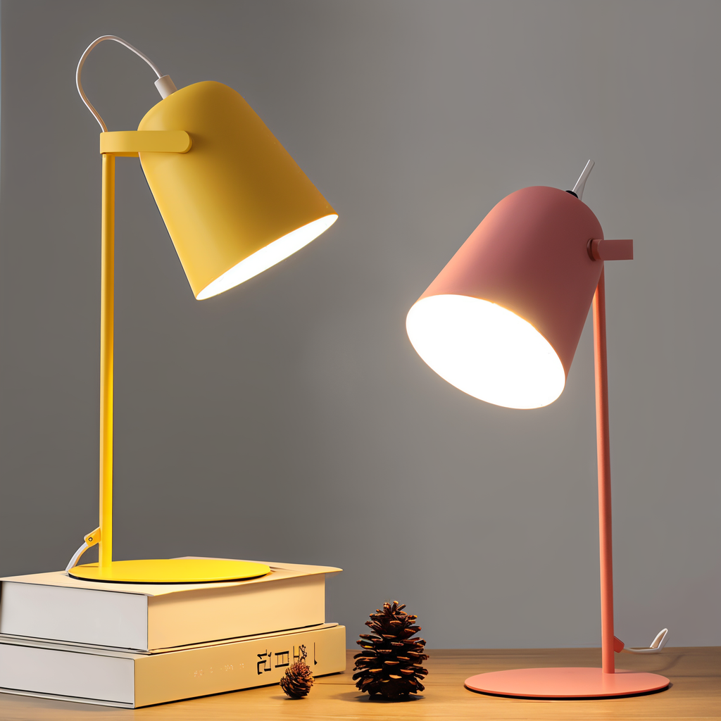Lampe à poser orientable en fer, douille E27 – Macaron — vue de face (2)