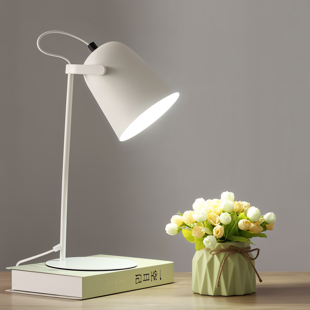 Lampe à poser orientable en fer, douille E27 – Macaron — vue de profil (2)