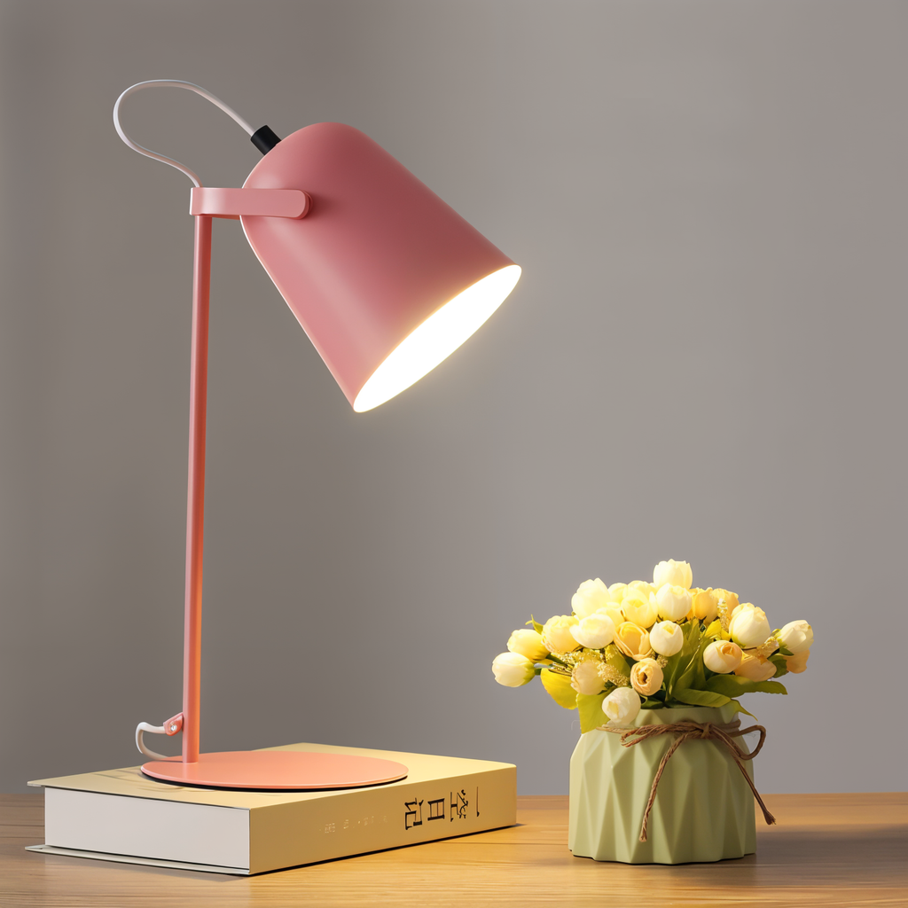Lampe à poser orientable en fer, douille E27 – Macaron — détail du système de fixation