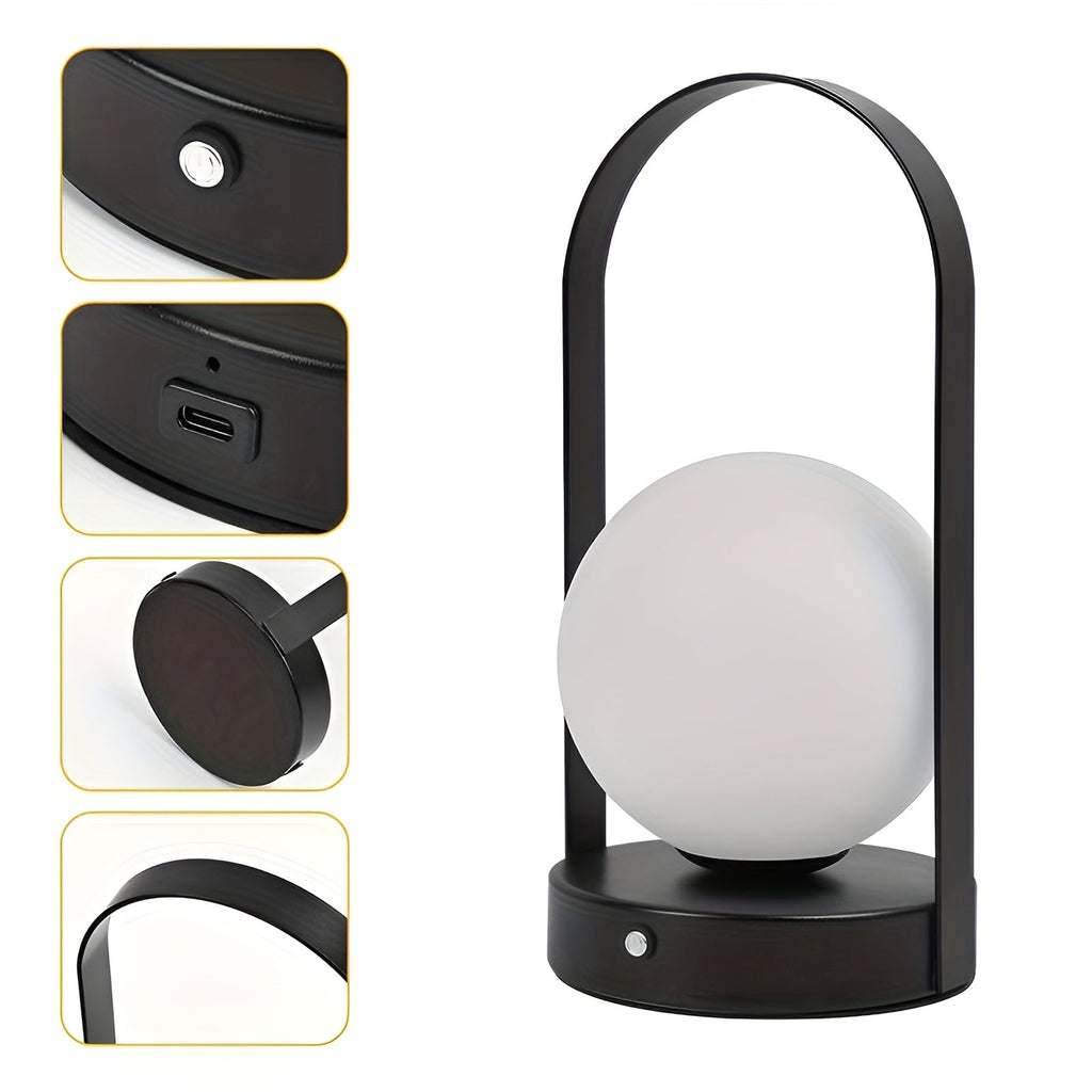 Lampe à poser sans fil dimmable acrylique et inox – OrbitaLux — vue de dessous