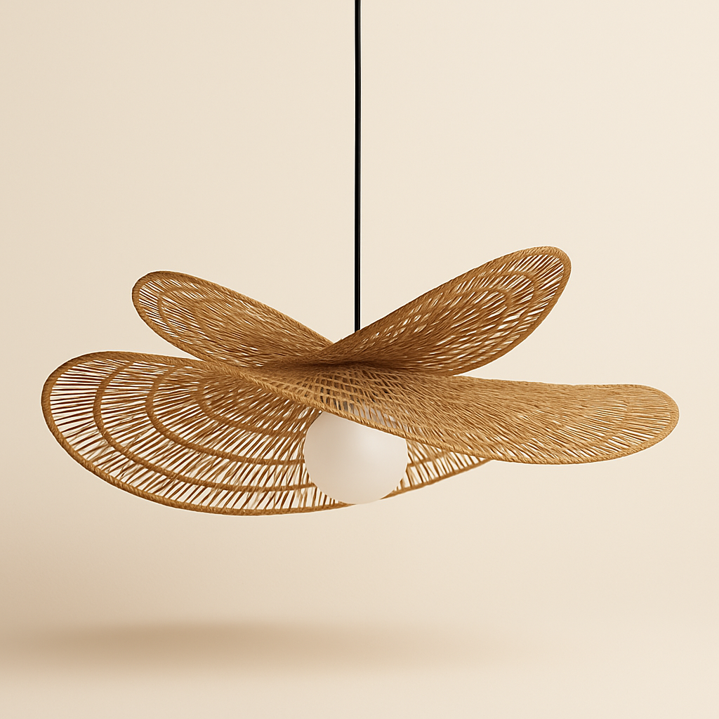 Suspension en rotin tressé forme florale 4 tailles – Élyséa
