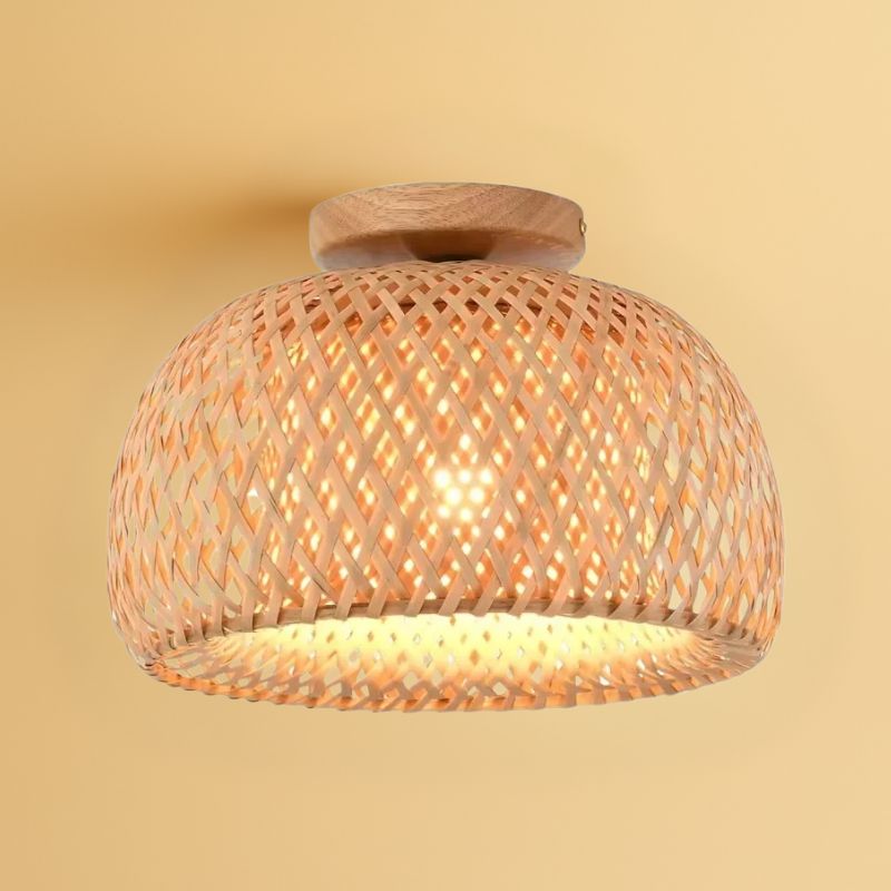 Plafonnier en bambou et rotin tressés 30 cm – Aéria Nuage