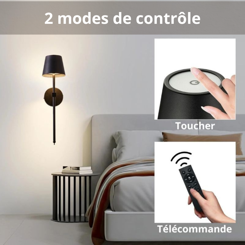 Appliques murales LED sans fil dimmables lot de 2 – Axelia — vue de face