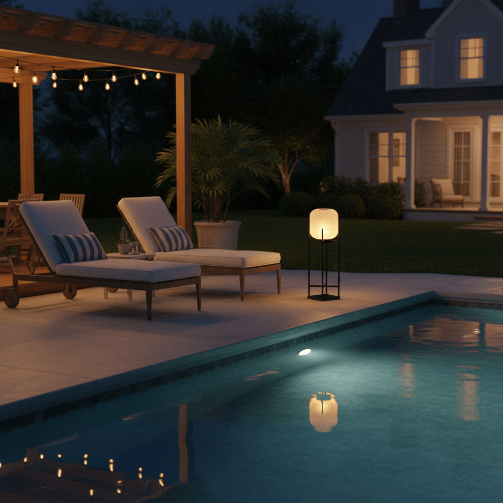 Lampadaire solaire inox et verre style lanterne – jardin — détail de la finition