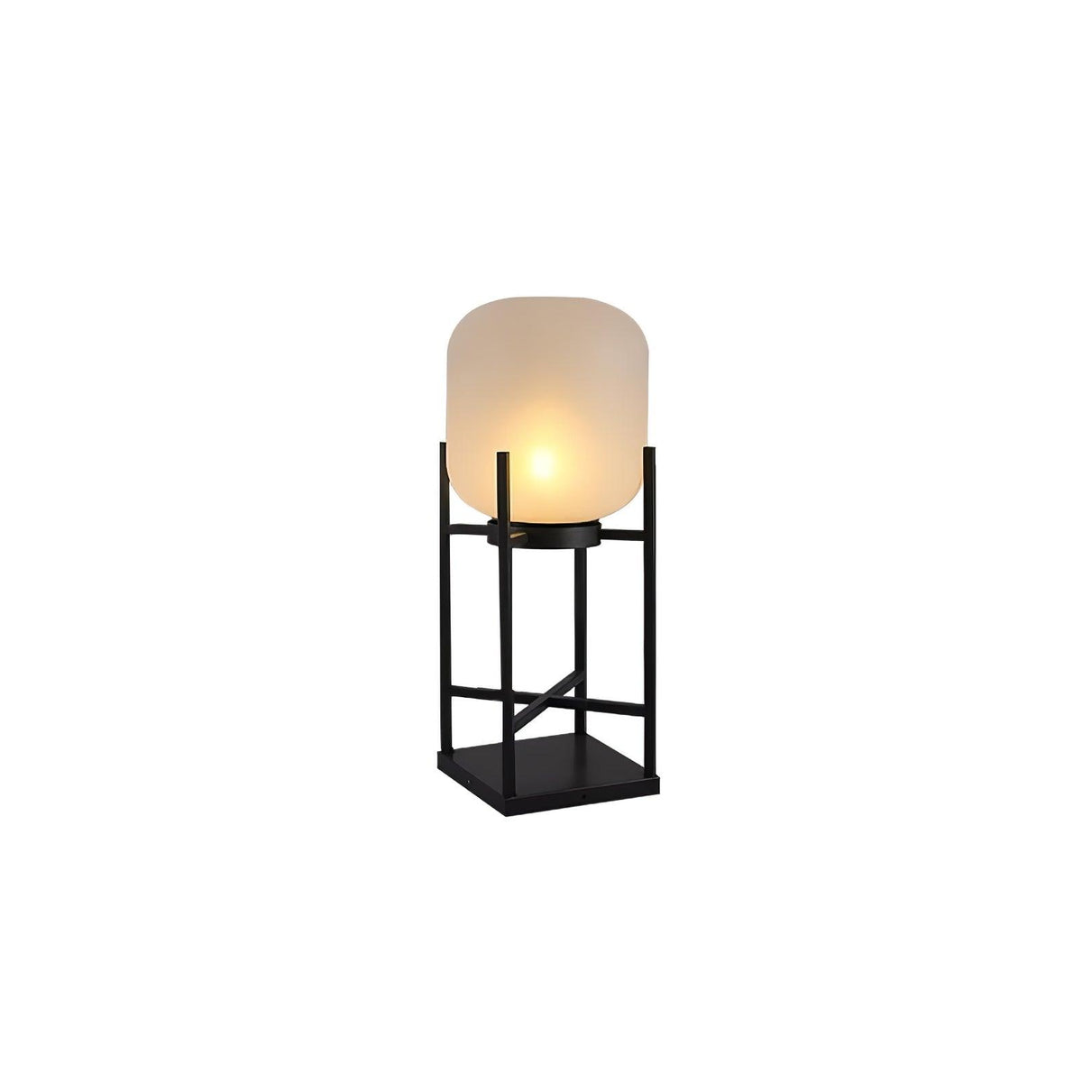 Lampadaire solaire inox et verre style lanterne – jardin — vue de trois quarts (4)