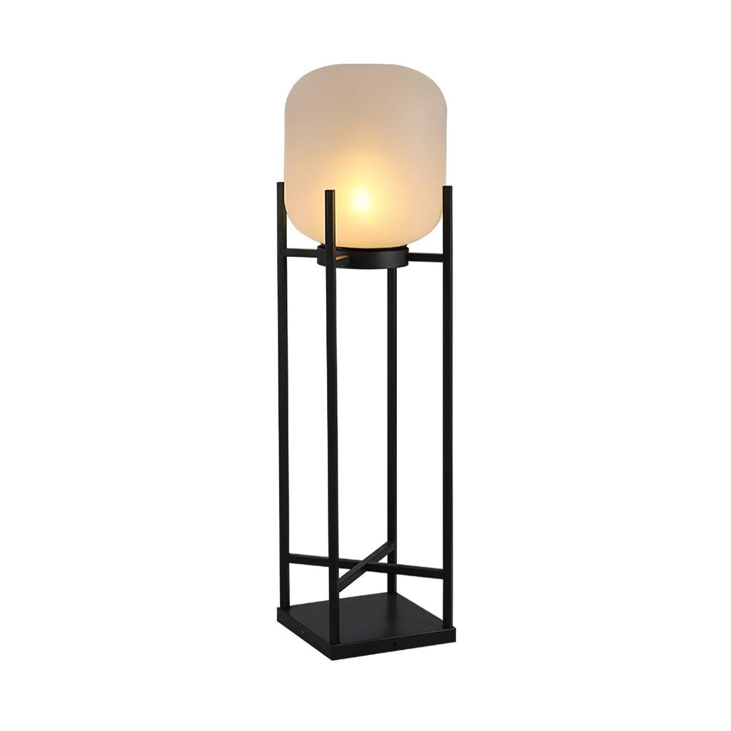 Lampadaire solaire inox et verre style lanterne – jardin — vue de dessous (3)