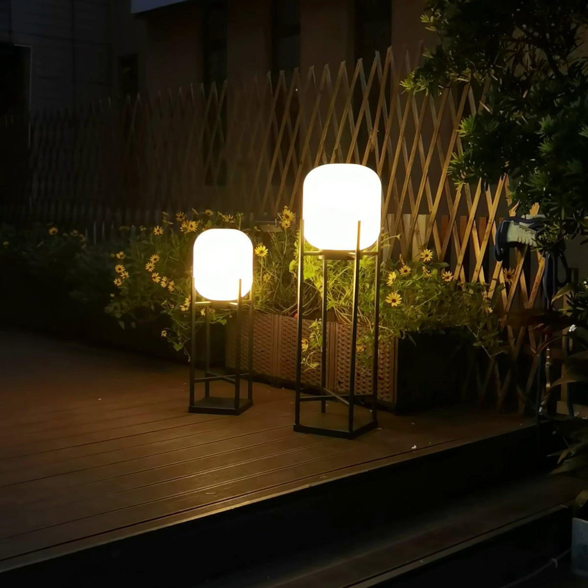 Lampadaire solaire inox et verre style lanterne – jardin — dimensions et cotes (3)