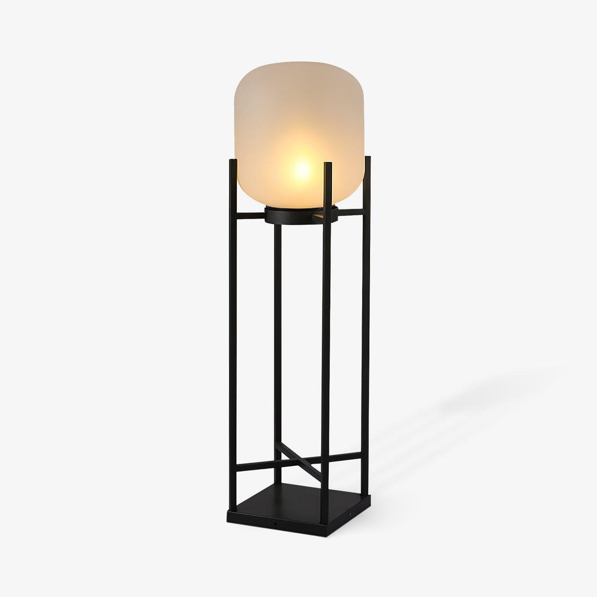 Lampadaire solaire inox et verre style lanterne – jardin — vue de trois quarts (5)