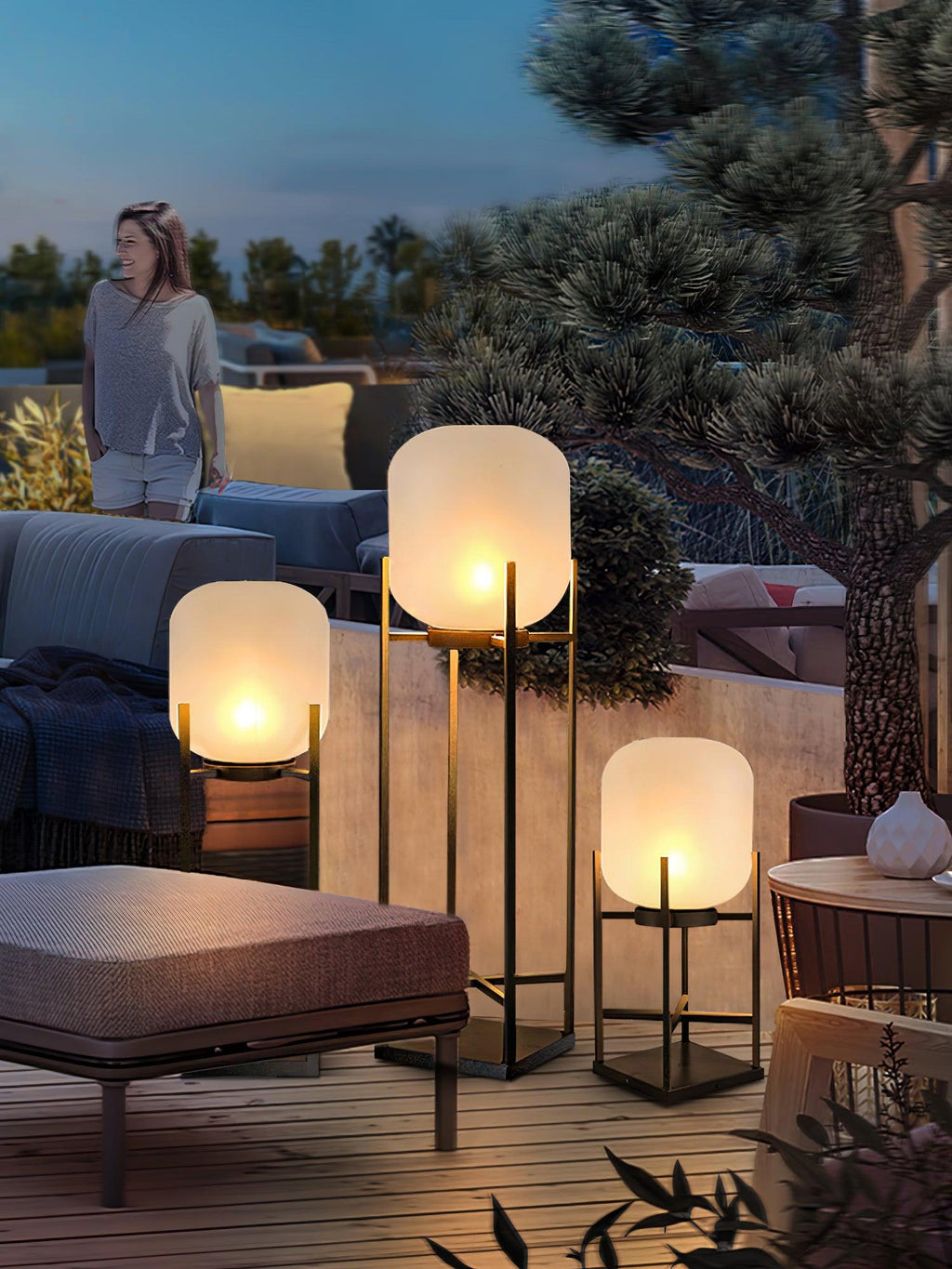 Lampadaire solaire inox et verre style lanterne – jardin — dimensions et cotes (2)