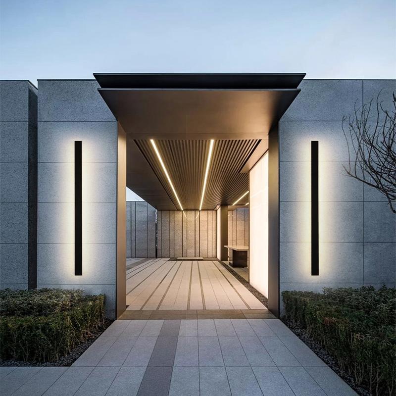 Applique murale extérieure LED linéaire fine aluminium IP65 — vue de profil