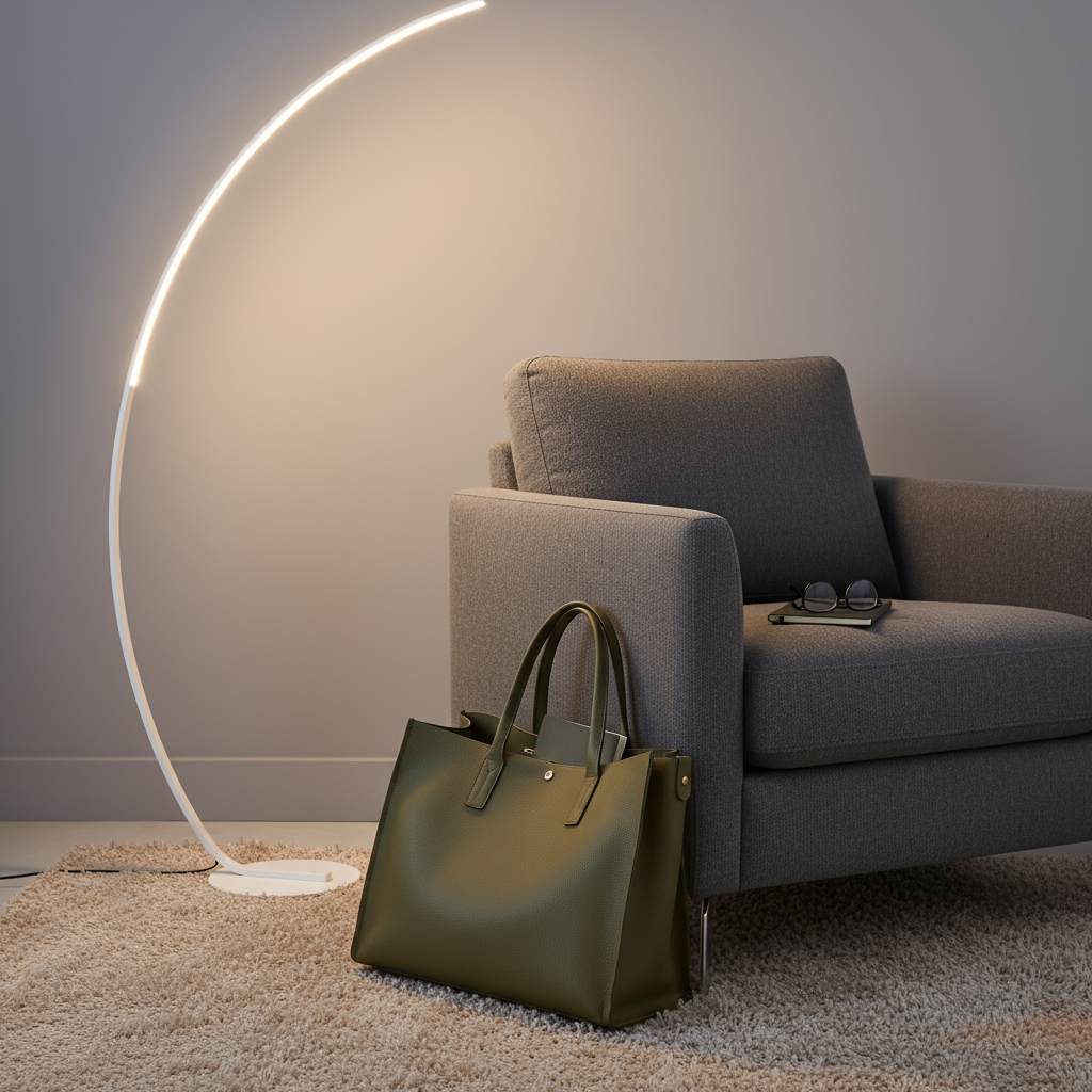 Lampadaire LED aluminium éclairage haut et bas – Nørlys — allumé en situation (2)