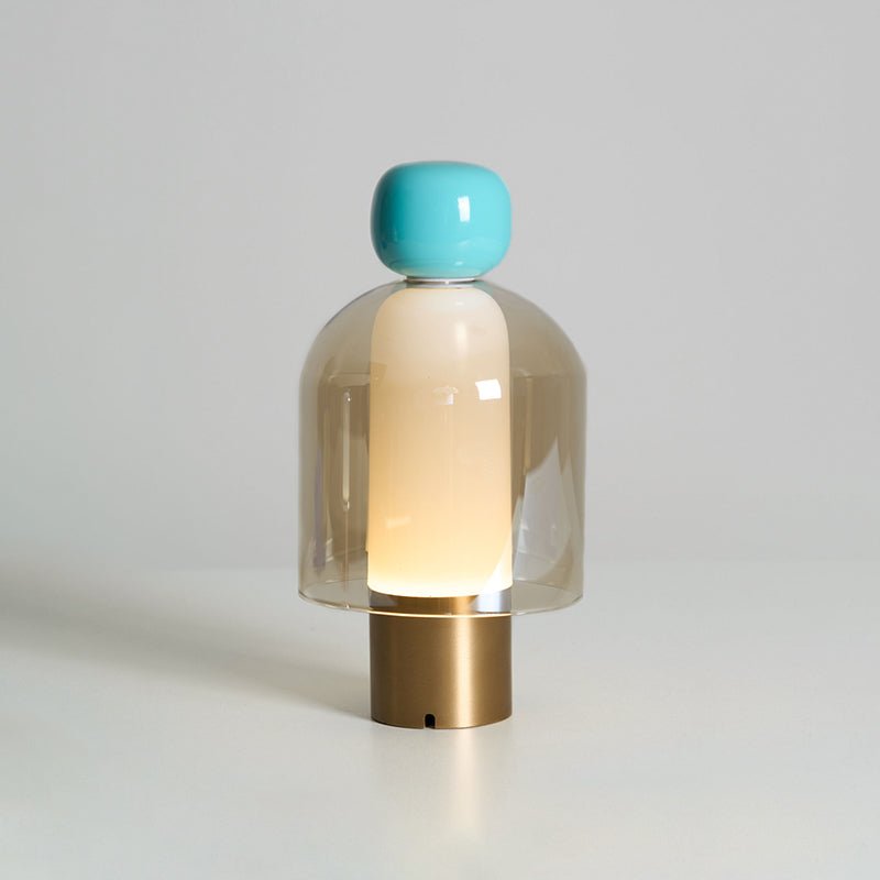Lampe à poser rechargeable en verre coloré – Lumina Joy — vue de profil (7)