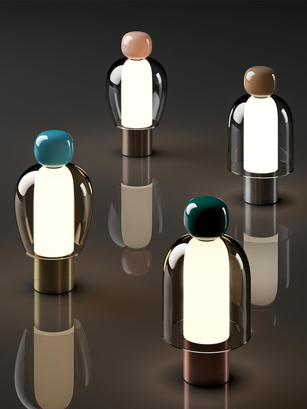 Lampe à poser rechargeable en verre coloré – Lumina Joy — détail de la matière (3)