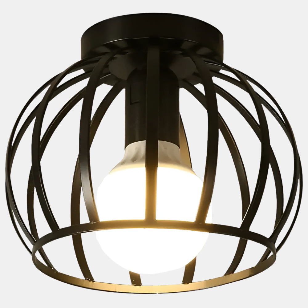 Plafonnier noir mat ajouré E27, diamètre 19 cm – couloir