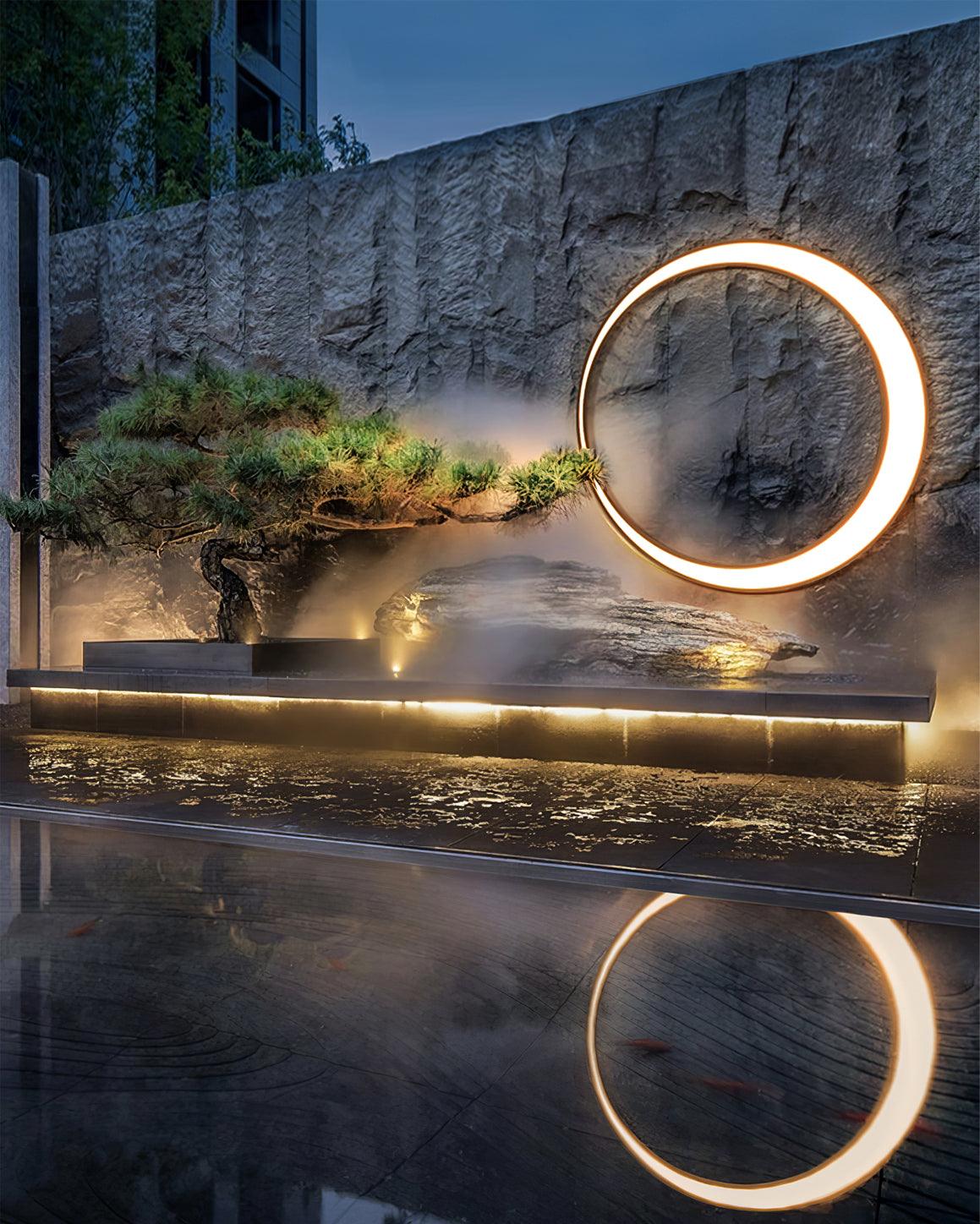 Applique murale LED en métal noir intérieur et extérieur – Moon — vue de face (2)