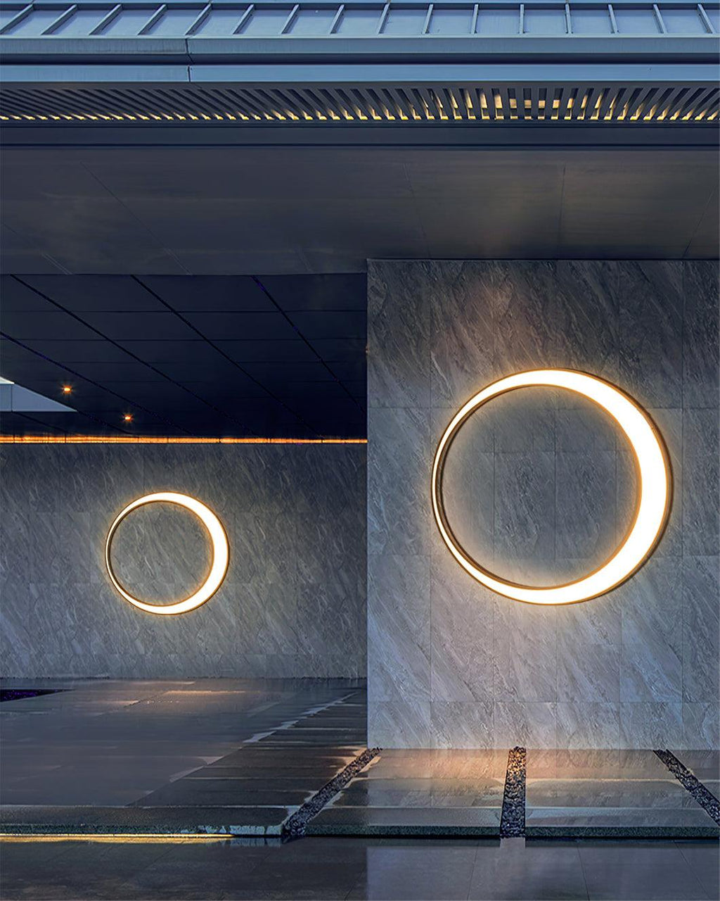 Applique murale LED en métal noir intérieur et extérieur – Moon — dimensions et cotes