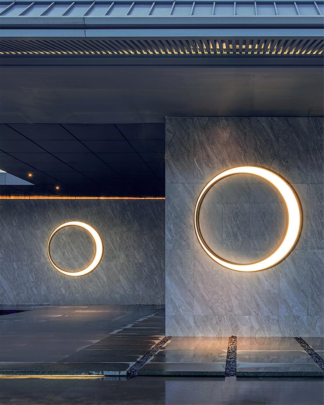 Applique murale LED en métal noir intérieur et extérieur – Moon — dimensions et cotes