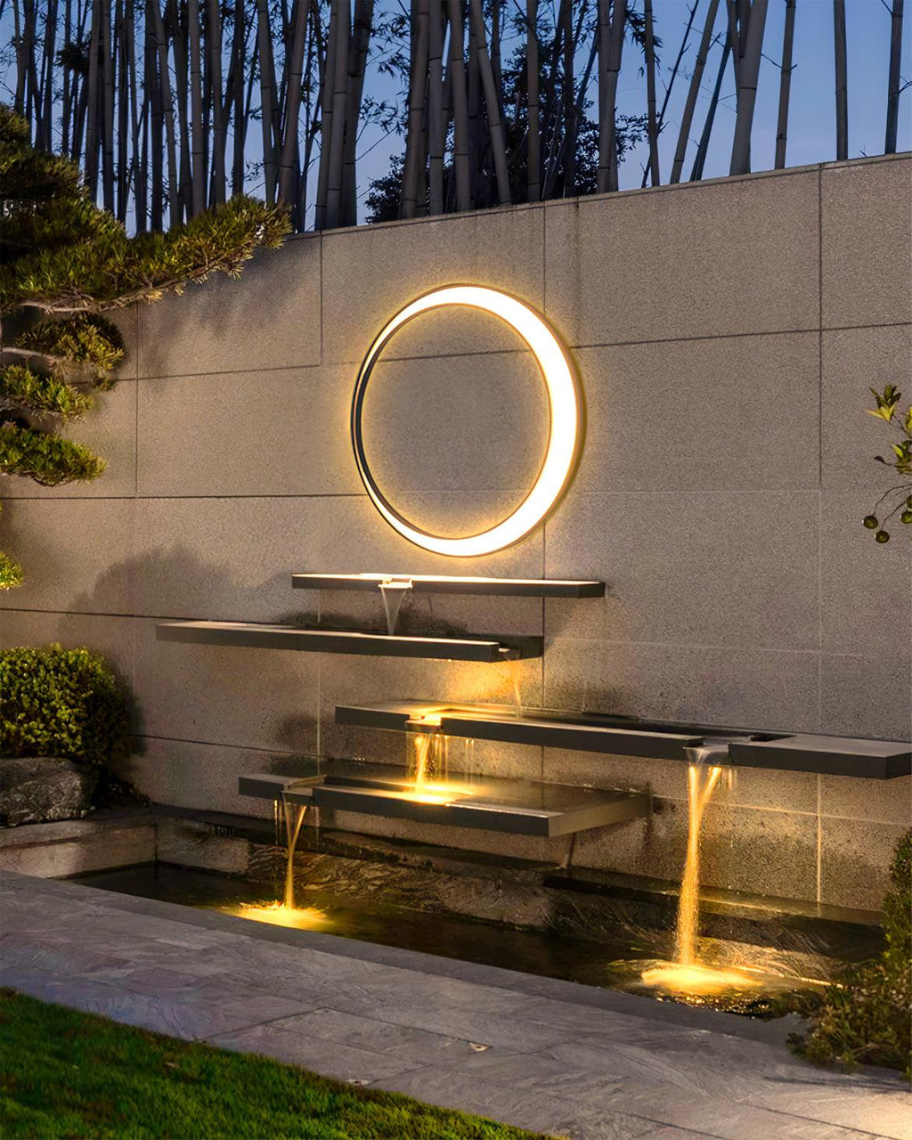 Applique murale LED en métal noir intérieur et extérieur – Moon — vue de dessous