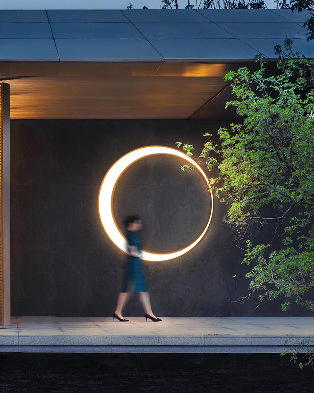 Applique murale LED en métal noir intérieur et extérieur – Moon — vue de profil