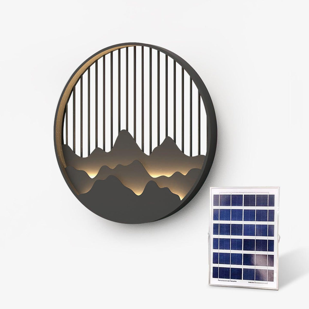 Applique murale extérieure motif montagne – cadre gris — vue de face (3)