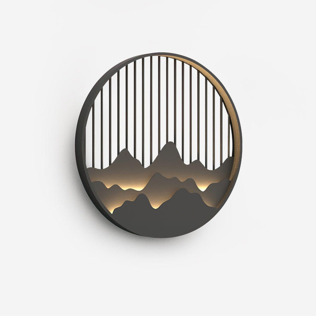 Applique murale extérieure motif montagne – cadre gris — détail de la finition