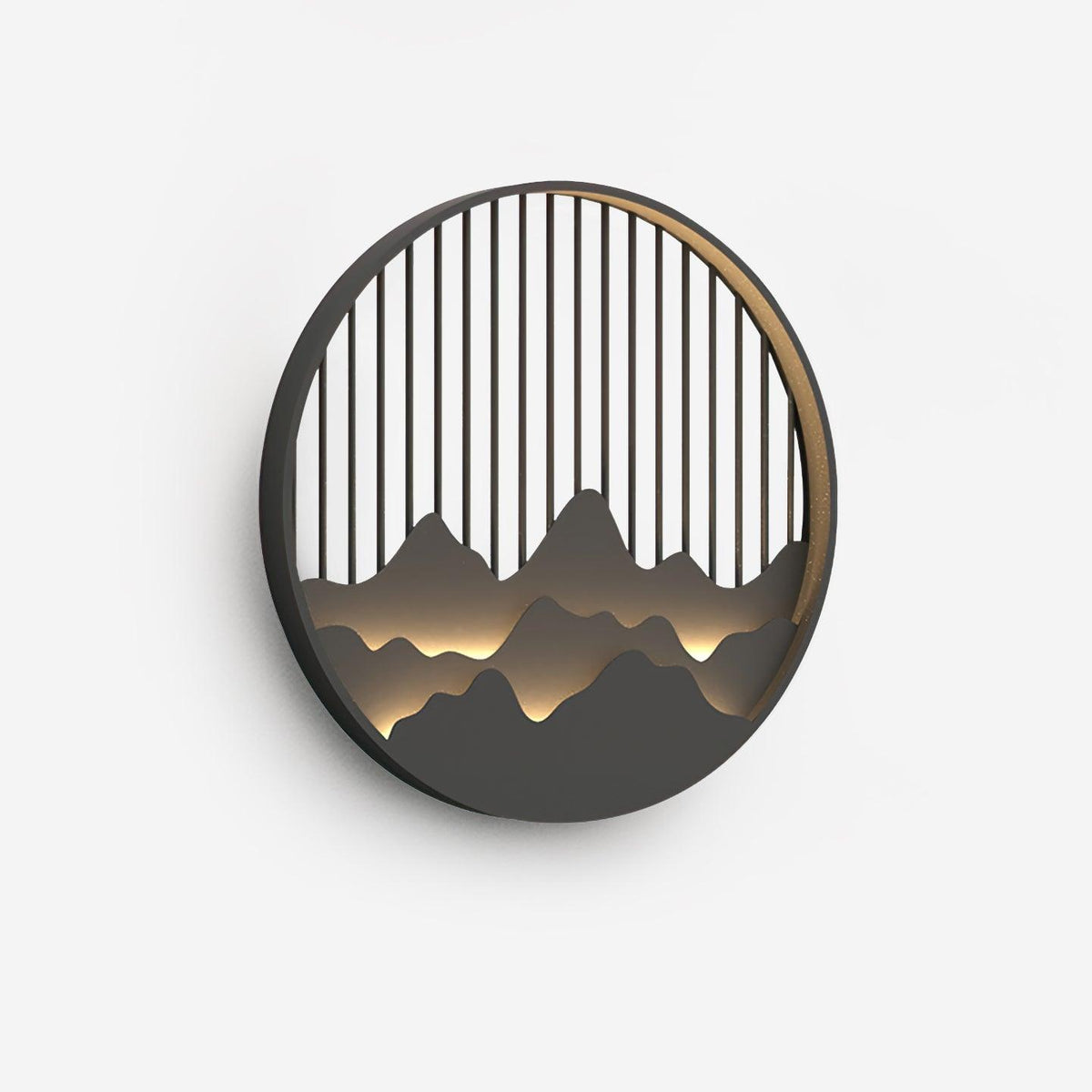Applique murale extérieure motif montagne – cadre gris — détail de la finition