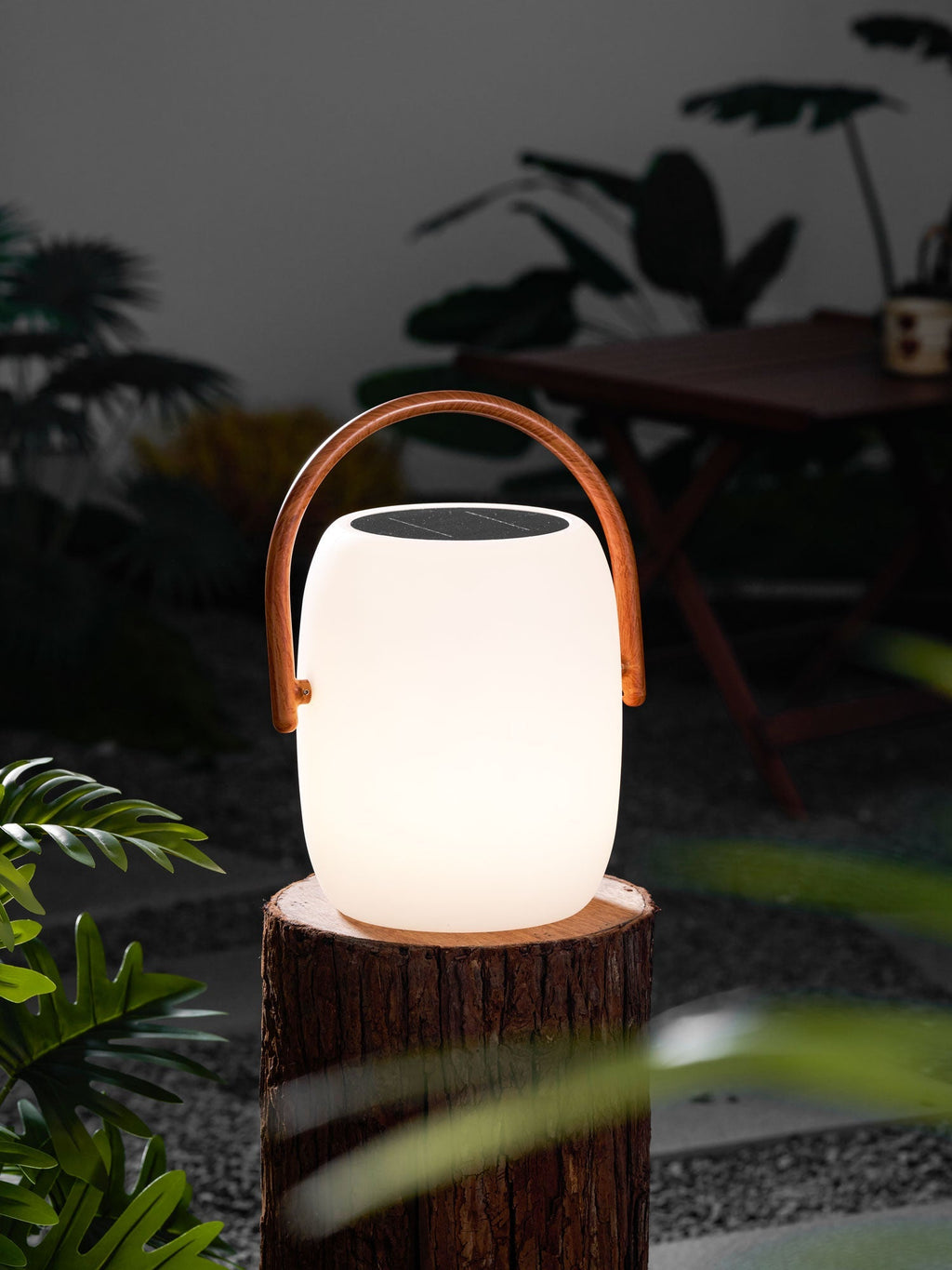 Lanterne solaire de jardin verre dépoli et bois – Noria — dimensions et cotes (2)