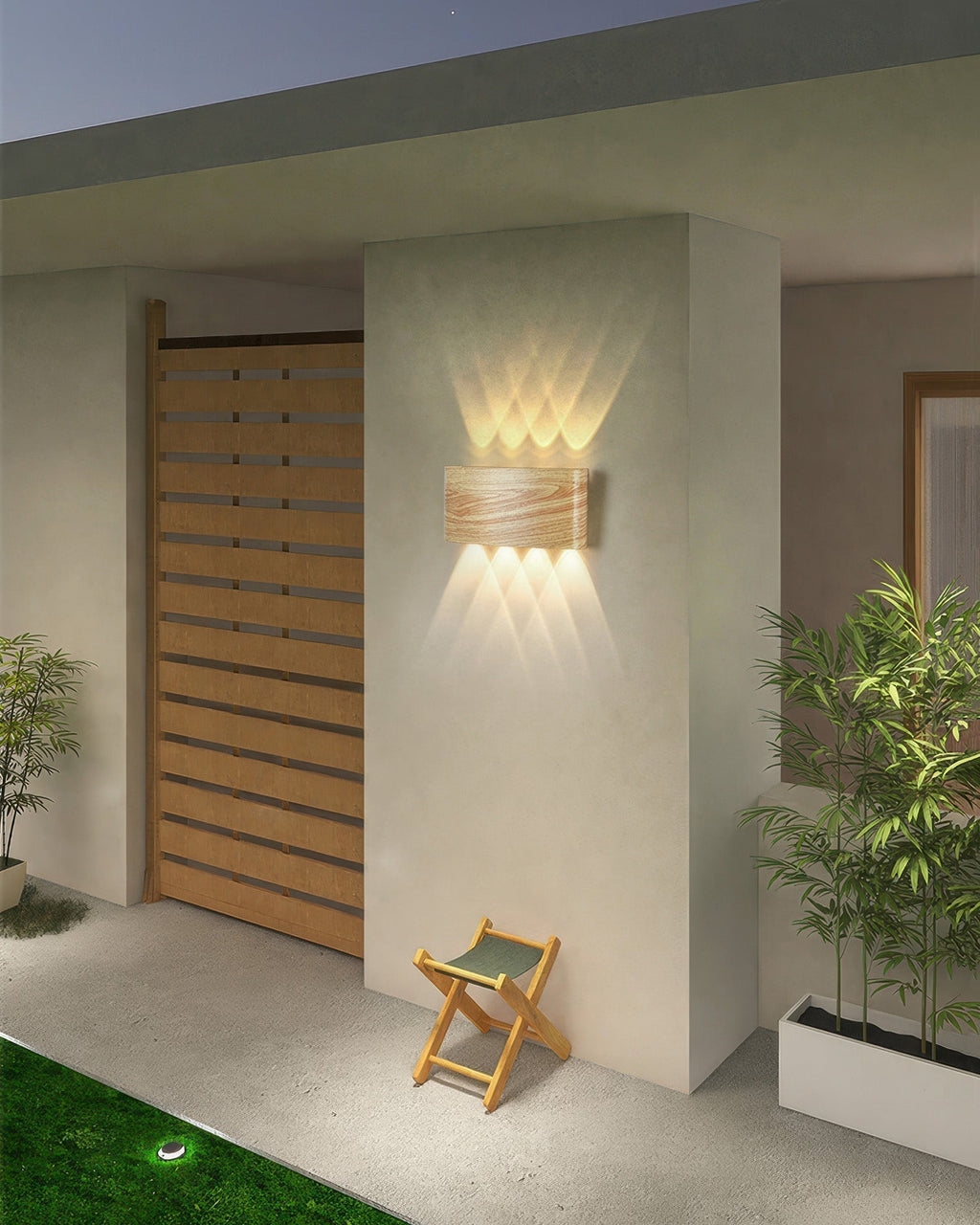 Applique murale extérieure LED 10 W IP65 effet bois – LumiCraft — vue de profil