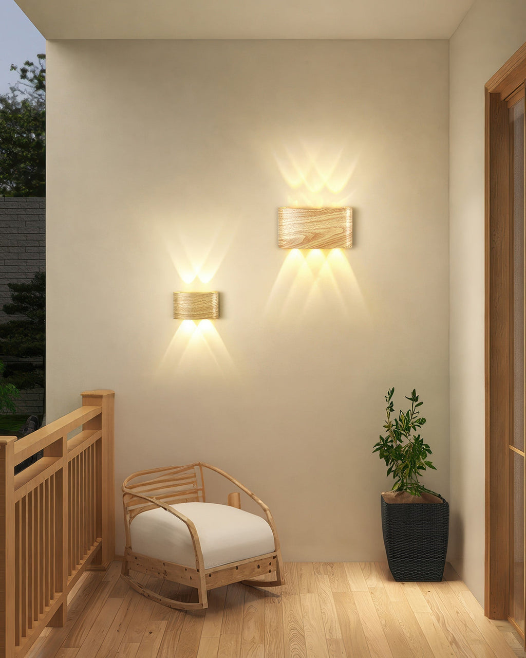 Applique murale extérieure LED 10 W IP65 effet bois – LumiCraft — vue de face