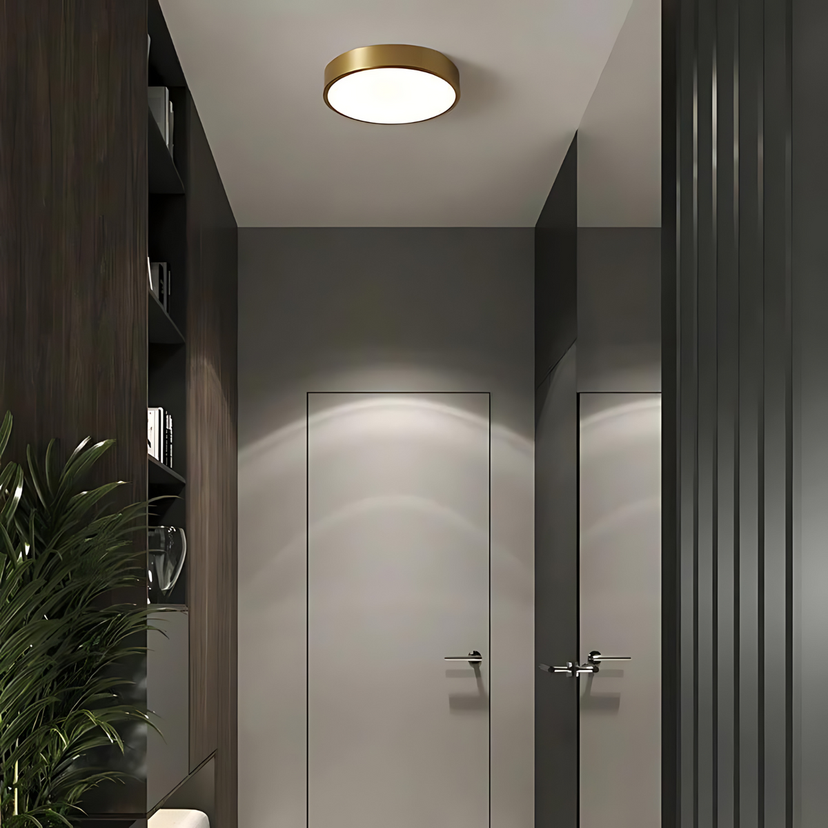 Plafonnier design épuré en matériaux durables – LumiRing — vue de trois quarts