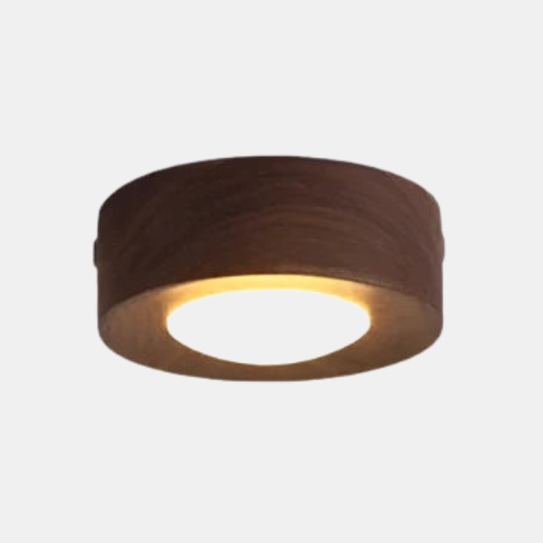 Plafonnier LED en bois de noyer – format compact 100 mm