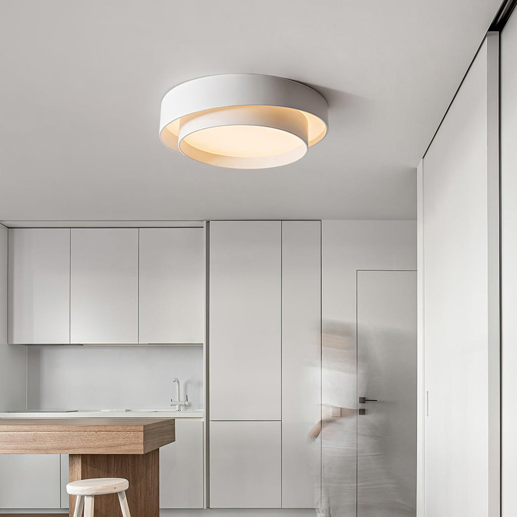 Plafonnier LED sculptural 40, 50 ou 60 cm – hauteur 14 cm — allumé en situation