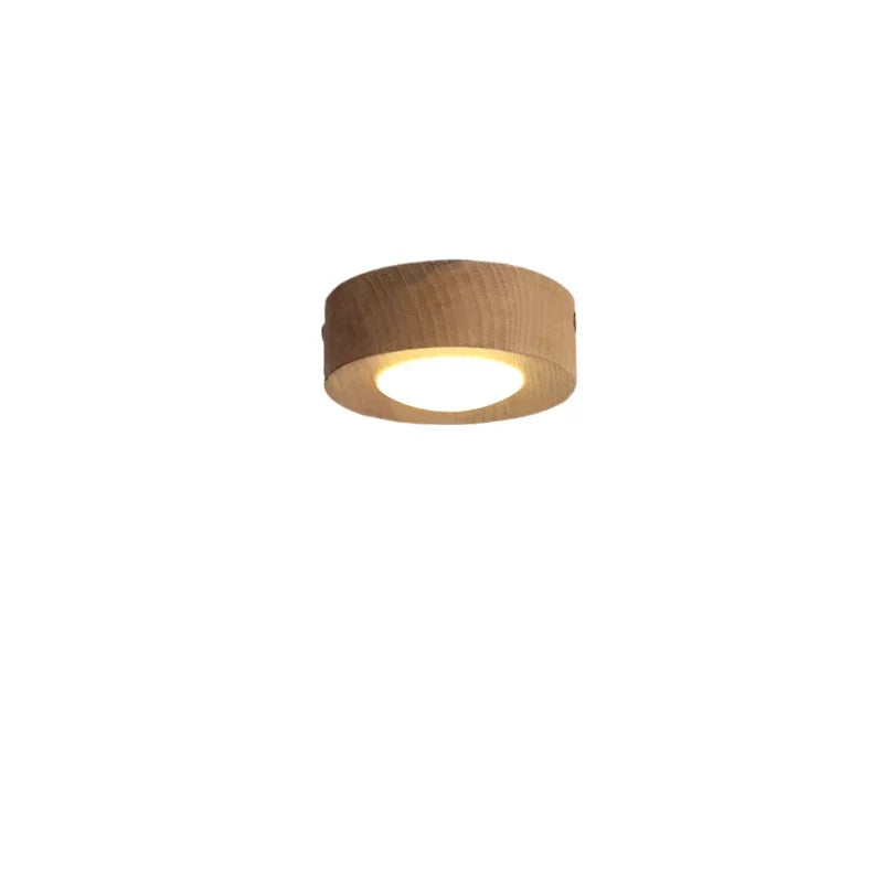 Plafonnier LED en bois de noyer – format compact 100 mm — dimensions et cotes