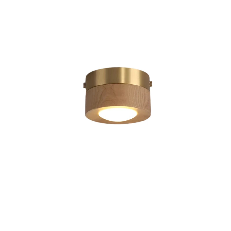 Plafonnier LED en bois de noyer – format compact 100 mm — vue de dessous