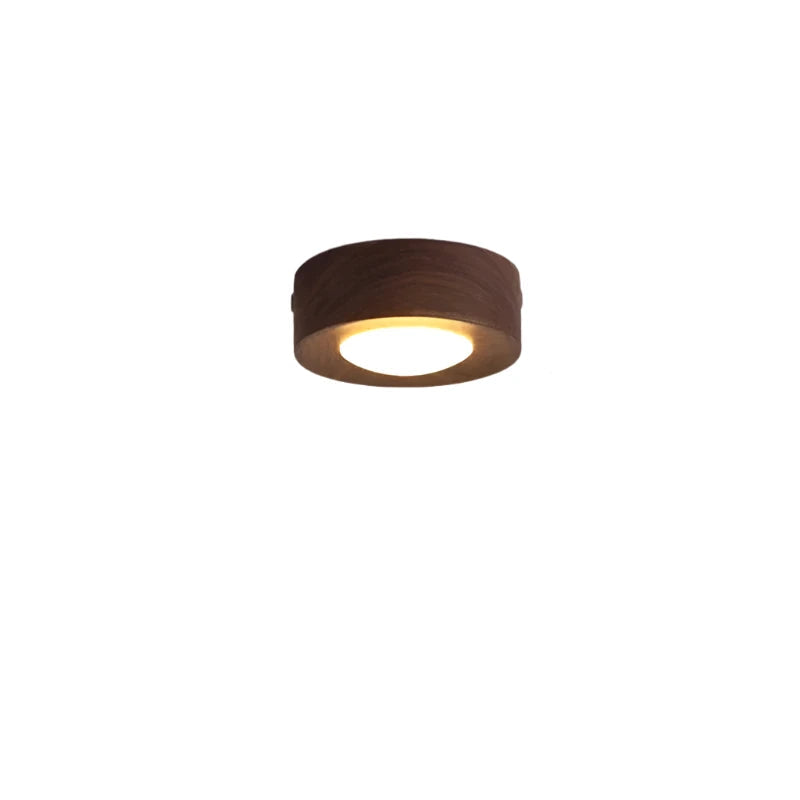 Plafonnier LED en bois de noyer – format compact 100 mm — détail du système de fixation