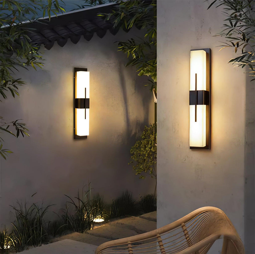 Applique murale extérieure albâtre IP65 barre LED – Possini — vue de profil (3)