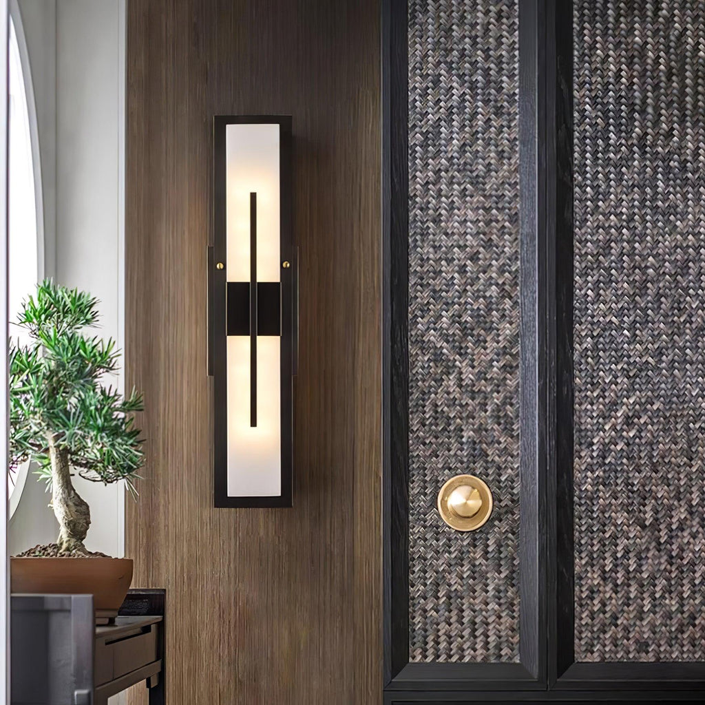 Applique murale extérieure albâtre IP65 barre LED – Possini — vue de profil