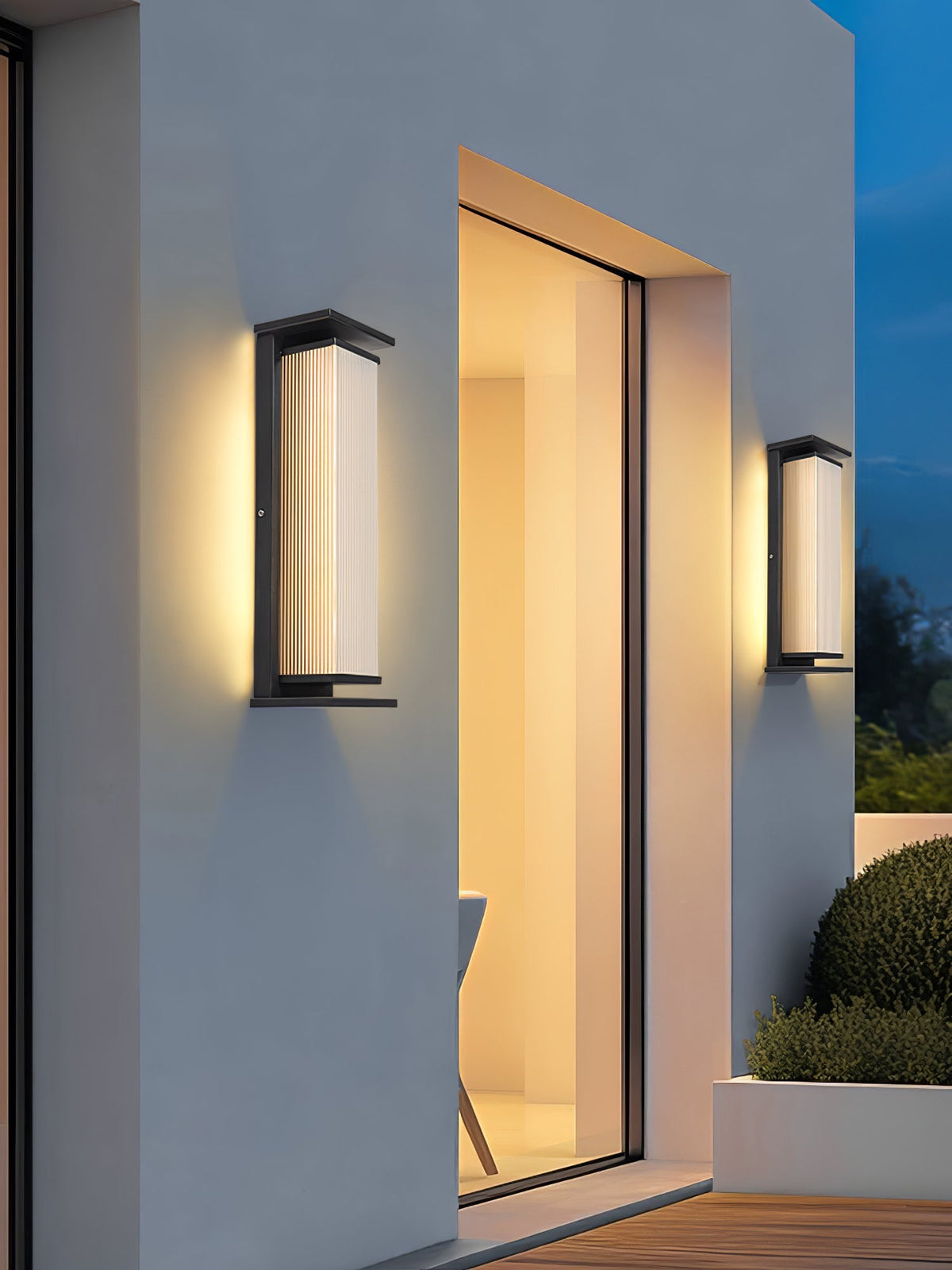 Applique murale extérieure rectangulaire en inox LED — vue de trois quarts (2)