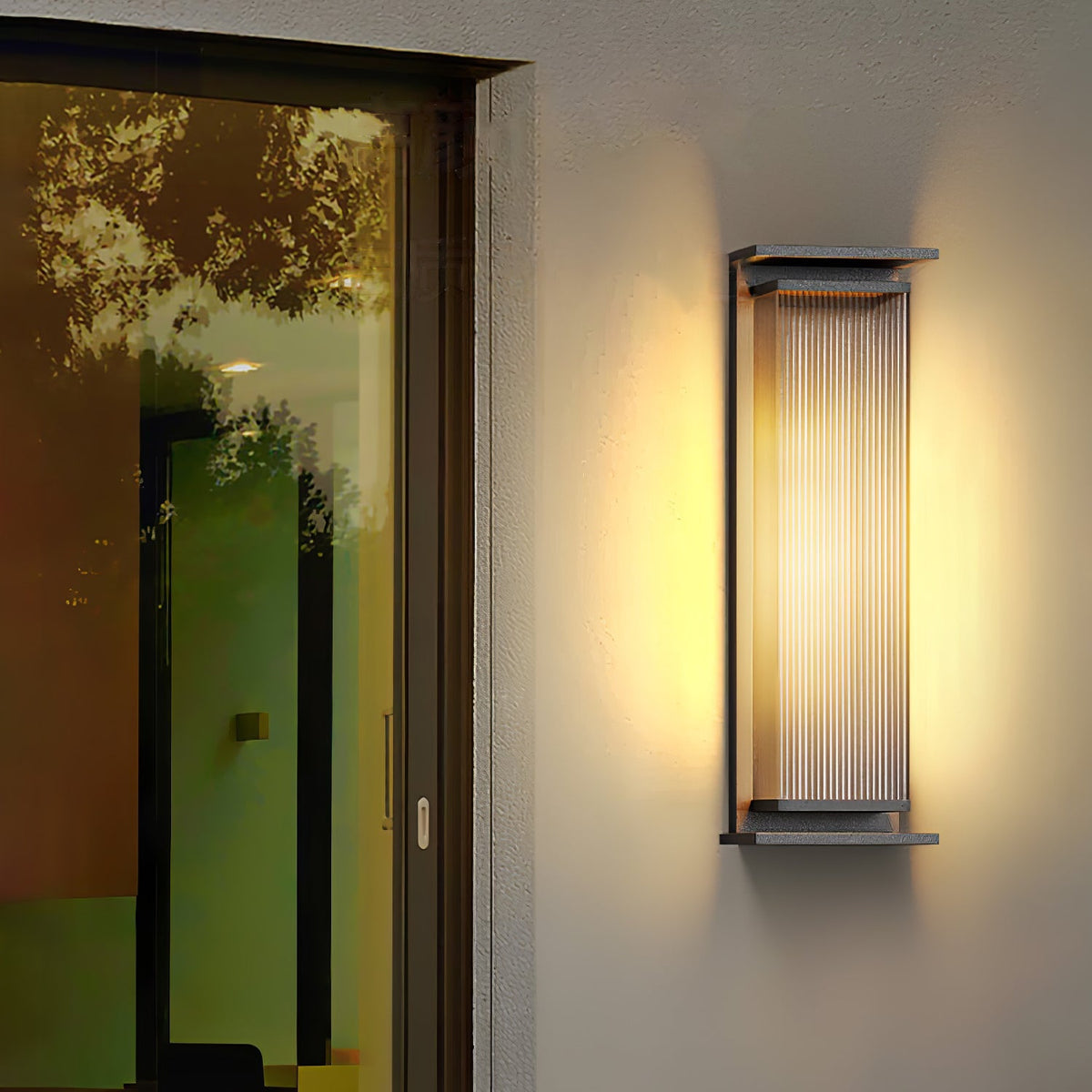 Applique murale extérieure rectangulaire en inox LED — détail de la matière