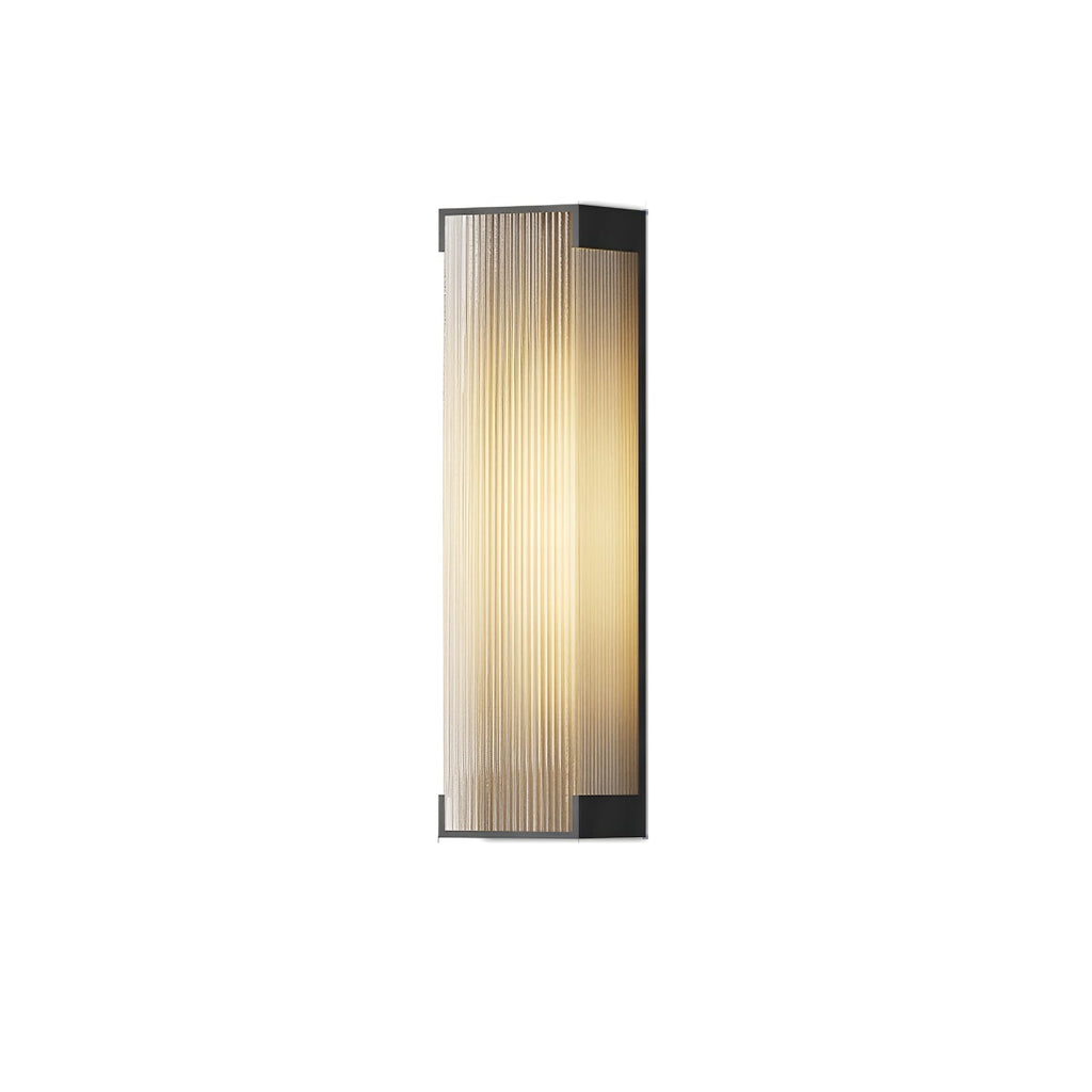 Applique murale extérieure LED rectangulaire cadre noir PC strié — détail de la finition (4)