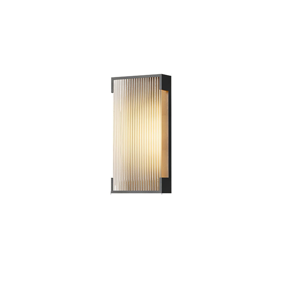Applique murale extérieure LED rectangulaire cadre noir PC strié — vue de trois quarts (4)