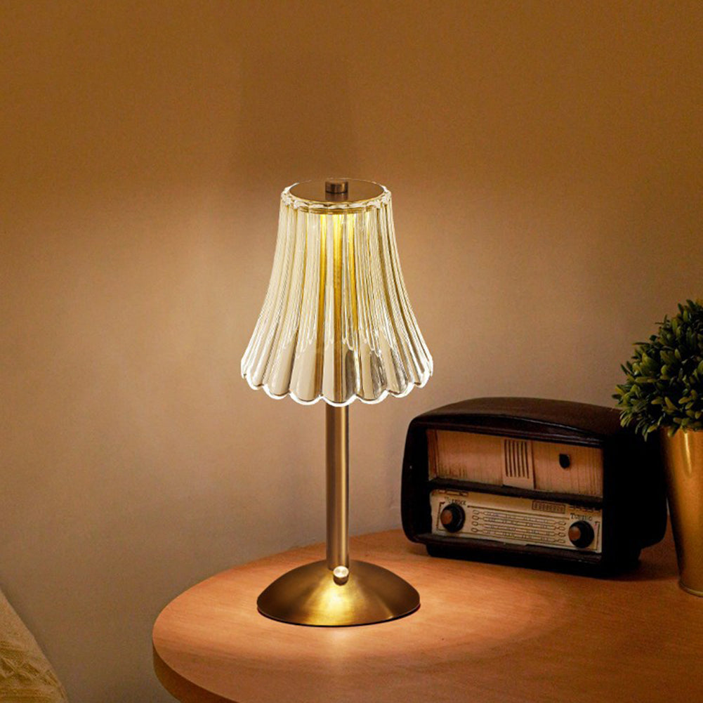 Lampe à poser en cristal et métal, tactile – CrystalGlow — détail du système de fixation