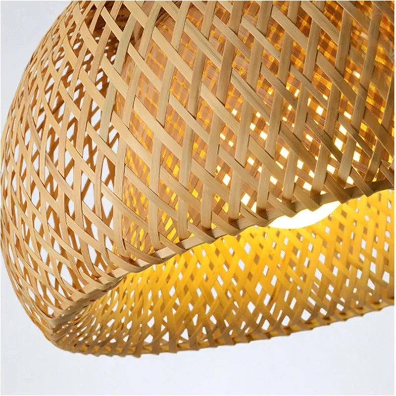 Suspension en bambou naturel tressé ajouré Ø 30 cm – Kairo — vue de dessous (2)