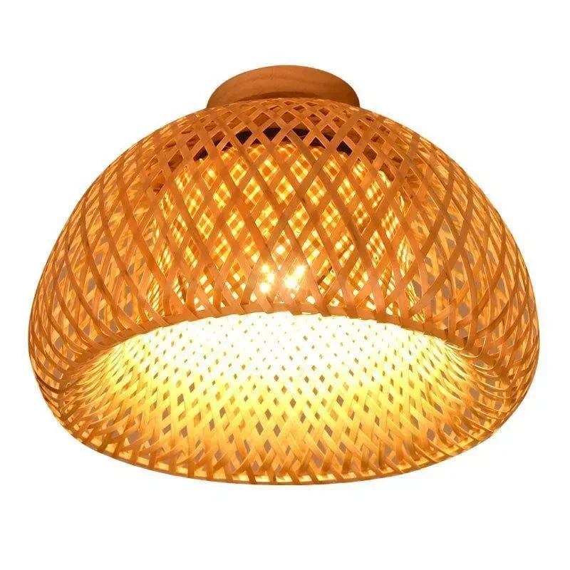 Plafonnier en bambou et rotin tressés 30 cm – Aéria Nuage — détail du système de fixation