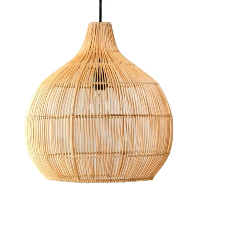 Suspension en bambou tressé ondulé beige ou noir – Lunéa — vue de dessous
