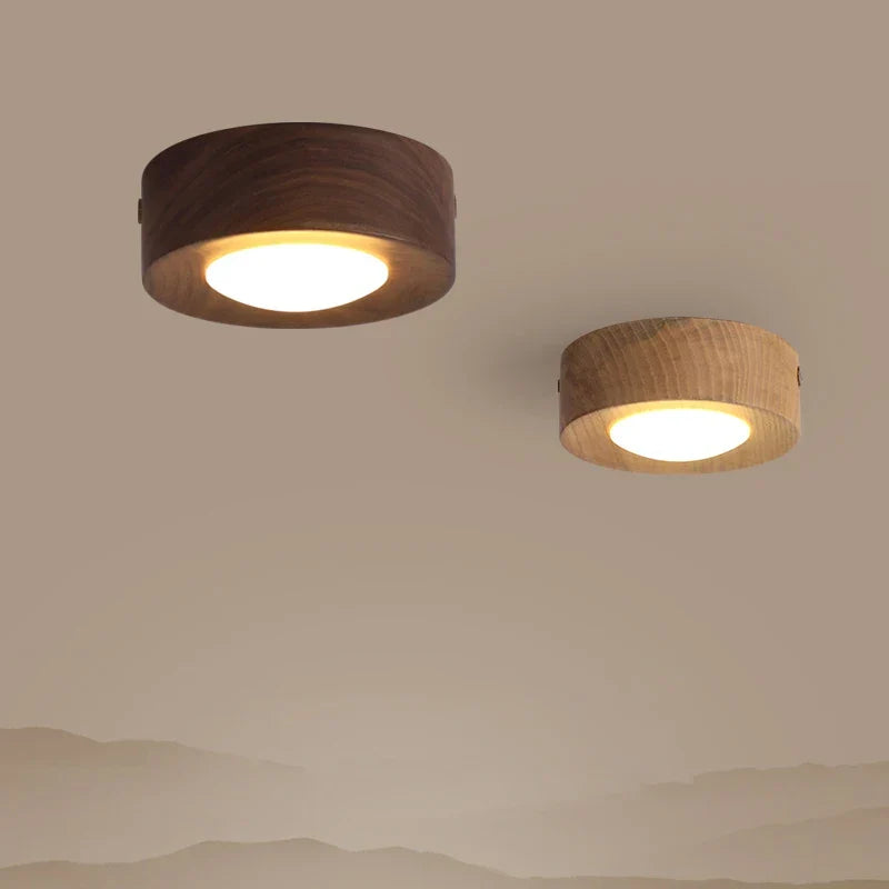 Plafonnier spot LED 5 W en bois noyer ou frêne – Elyon — vue de face