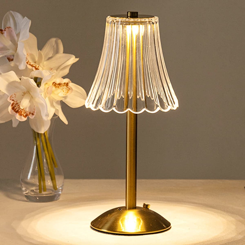 Lampe à poser en cristal et métal, tactile – CrystalGlow — vue de dessous